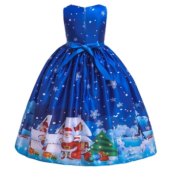 Fantasia de los Niños de Impresión Vestido de Navidad de Lujo Niñas Princesa Eleghant Niños de Comunión de Fiesta Largos Vestidos de Carnaval de Disfraces