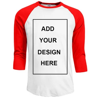 De doble cara Personalizadas Camiseta de la Impresión del Logotipo de los Hombres Casual Algodón, Manga 3/4 O-Cuello de la Camiseta de la Venta Caliente de Raglan Jersey Camisa de Hombre