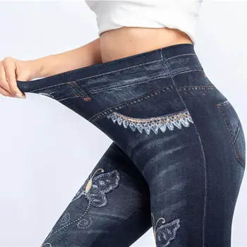 Mujer Primavera Otoño Nuevo Estilo Con Un Par De Jeans Llevar Nalga Mostrar Delgada De La Mariposa De Impresión Súper Elástica Pequeños Pies Pantalones