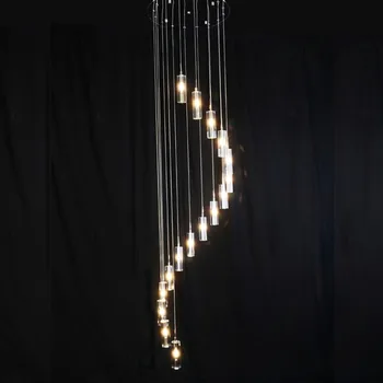 Led moderna sala de estar lámparas de cristal colgante de la lámpara de iluminación de las escaleras de crystal larga espiral lámpara colgante lámpara de techo colgante G4