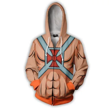 He-Man Traje de Cosplay de la Impresión en 3D cremallera Sudaderas con Capucha suéter de los Hombres de la moda y las mujeres chaqueta de Anime