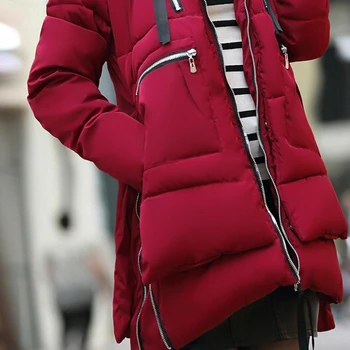 Europa 2020 M-6XL Nueva moda casual, con parkas mujer de invierno abrigo militar chaqueta de piel con capucha larga de algodón hembra suelta chaquetas 4596