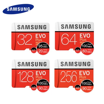 Original de SAMSUNG EVO Plus Tarjeta de Memoria de 64 GB, 128 GB 32 GB 256 gb de almacenamiento 512 GB de tarjeta Micro SD Clase 10 TF Tarjeta de C10