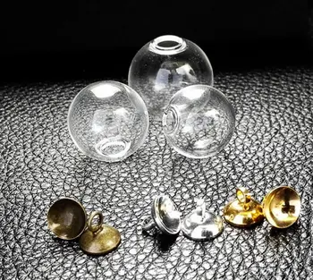 120pcs 14 mm - 18 mm Mini Vacío Bola de Cristal de las Botellas de Colgante de los Encantos Viales Deseo de Botellas no caps Claro globo burbuja de cristal Bola de Cristal