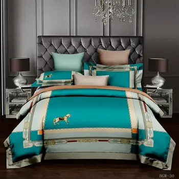 De lujo de la impresión en 3D conjuntos de ropa de cama h-Caballo de la serie de moda Cómoda Doble de mármol Cubierta de Edredón funda de almohada dormitorio decoración