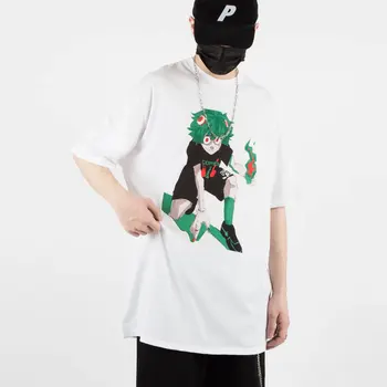 Hombre Lindo Conejo Camisetas De Harajuku Japonés Camiseta Hip Hop Casual De Manga Corta T-Shirts Para Hombres Tops Camisetas De Algodón Oversize En La Calle
