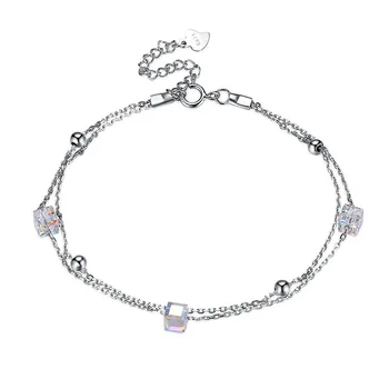 LEKANI de Cristales De SWAROVSKI Cubo de Bolas de Strand brazaletes de las Pulseras Para las Mujeres Accesorios de Plata 925 Joyería Fina