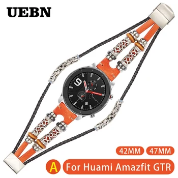 UEBN 20mm 22mm para Samsung Gear S2 S3 de Cuero Retro correa de BRICOLAJE Pulsera Para Huami correa Amazfit GTS/GTR 42mm 47mm/Bip correas de relojes