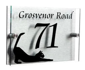 El número de la casa 200x140mm Signo de Casa para los Amantes de gatos y el número de dirección de casa de placa con el número de puerta de la señal de la Puerta de signo