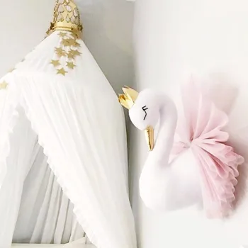 Cabeza de Animal Cisne Flamingo Decoración de la Pared INS unicornio Oso Colgante Montaje de Peluche de Juguete de Felpa de la Princesa de la Muñeca de la Muchacha del Cabrito Regalo aula de la Guardería
