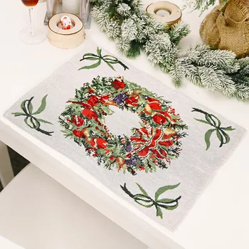 4 piezas de tejidos de punto Manteles de Navidad de Santa Claus Elk Árbol de Navidad 42cm x 34cm de Mesa para la Fiesta de la Navidad de la Decoración de la Tablemat