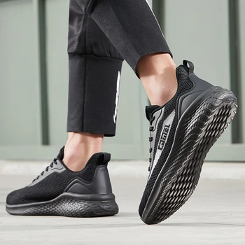 CAMELLO de Malla Zapatillas de deporte para los Hombres 2020, Negro, Blanco Transpirable Deporte Casual Zapatos de Moda Cómoda y Zapatos para Caminar Macho Encajes