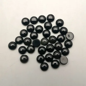 Piedra negra de 8MM de calidad buena de piedra natural de la ronda de encanto cabujón de bolas para la fabricación de la joyería Anillo de accesorios de 50Pcs/lote Mayoreo