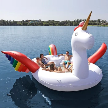 6 Persona Inflable Gigante Unicornio Piscina Flotante De La Isla Piscina Lago Fiesta En La Playa De Las Embarcaciones Flotantes De Adultos Juguetes De Agua Colchones De Aire