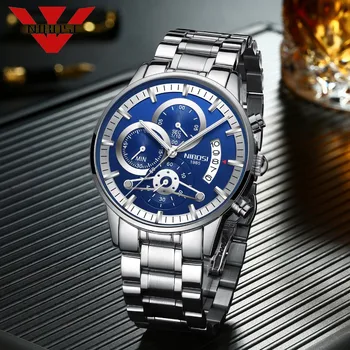NIBOSI parte Superior de color Azul Marca de Lujo de Relojes para Hombre Relojes de los Deportes de los Hombres de Cuarzo Reloj de los Deportes Militares Azul Reloj de Pulsera Relogio Masculino