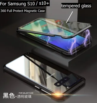 Para Samsung Galaxy S10 5G S8 S9 Plus Nota 10 360 Magnética completa Adsorción Caso +pro 9 8 Templado de Vidrio en La parte frontal de nuevo Caso de la Cubierta