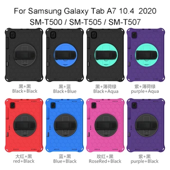 Para Samsung Galaxy Tab A7 10.4 2020 SM-T500 SM-T505 Caso de EVA Niños Seguro a prueba de Golpes Rotatorios Mano en el Hombro de la Correa de Soporte de la Cubierta de la Tableta