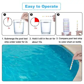 6-En-1 Piscina Papel de Prueba del PH Cloro Residual Valor PH, la Alcalinidad, la Dureza de la Tira de Prueba de PH Tester Limpiador de piscinas Accesorios