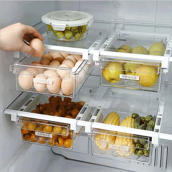 Wonderlife Cocina Ajustable Elástico Organizador Para El Refrigerador Cajón Cesta De La Nevera Cajones