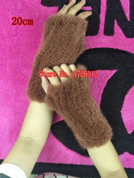 Las mujeres 2019 párrafo ms. real de visón de piel de medio dedo guantes de puño de punto de invierno guantes de mujer
