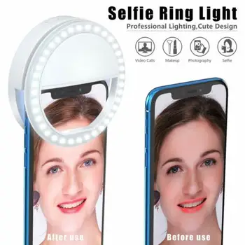 36 LED Selfie del Anillo del LED Luz de Relleno Portátil del Teléfono Móvil de la Lámpara 3 niveles de Iluminación Luminoso Anillo Clip Para Teléfonos Inteligentes