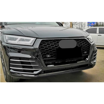 RSQ5 frontal de estilo de los deportes hexagonal de la malla de nido de abeja cubierta de negro de la parrilla para el Audi Q5/SQ5 2018 2019 auto partes