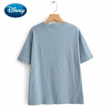 Disney Lindo Minnie Mouse De Impresión De Dibujos Animados Chic Blue T-Shirt O-Cuello De Jersey De Manga Corta De La Moda Casual Dulce De Las Mujeres Suelta Camiseta Tops