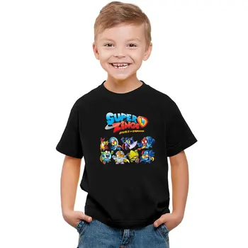 Super Molestias de la Serie 4 de Niños del Bebé Camisetas Superzings de Impresión Negro de la Camiseta de los Niños Camisetas de los Niños de Verano de Algodón Tops de Niñas 2-10T Ropa