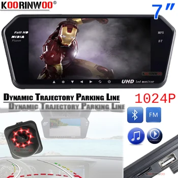 Koorinwoo de Alta Resolución 1024*600 Pantalla LCD Coche Monitor de Espejo Bluetooth/MP5 Aparcamiento Dinámico de la Trayectoria de la Cámara de visión Trasera