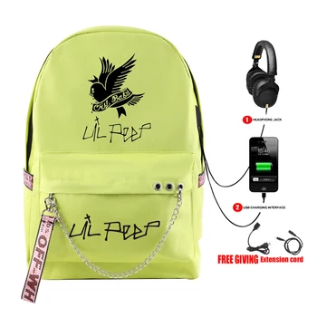 Nueva Lil Peep Mochila de Diseño de Moda, mochilas escolares para adolescentes Niñas Estudiante Bolsas USB multifunción Bolsa de viaje Portátil Pack