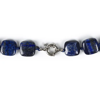 Naturales lapis lazuli de 14mm plaza Collar retro Collar de diseño único DIY Collar de las mujeres de la ropa con el festival de los regalos 18inche