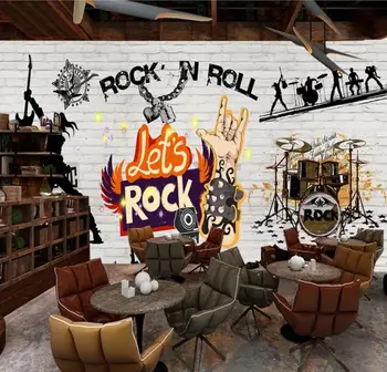 Personalizado Europea y Americana de la pared de ladrillo de sonido rock bar KTV dormitorio sala de estar 3d fondo de pantalla