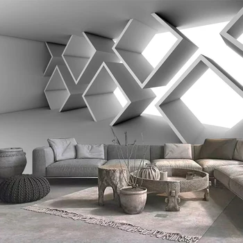 Personalizado de la Foto de fondo de pantalla Estereoscópica 3D Espacio de Extensión de Cemento de Cenizas de la Pintura de la Pared Sofá de la Sala de TV de Fondo de la Decoración Mural