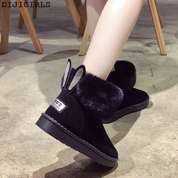 Las Mujeres Botas De Marca Zapatos De Invierno Cálido Negro Puntera Redonda Casual Plus Tamaño Mujeres Botas De Nieve