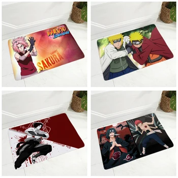 Japón Anime Naruto Felpudo Antideslizante de Franela Suave Alfombra de 40x60cm Decoración de dibujos animados Impreso Piso Estera de Puerta de Pasillo, Cocina, Sala de