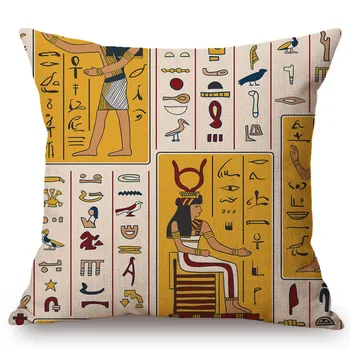 Los Antiguos Jeroglíficos Egipcios Letras Símbolo Patrón Sofá Cojín De Cubierta De Arte Africano Egipto El Faraón Reina La Ropa De La Funda Del Cojín
