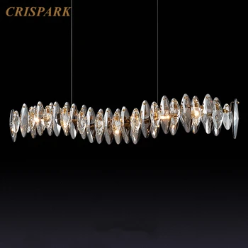 El humo Gris de Cristal Moderna Iluminación de la lámpara LED Nórdicos Largo Cristal Lámpara Colgante de estilo Art Deco de Interior de la Isla de la Cocina Mesa de Comedor