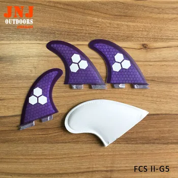 Púrpura FCS II M tamaño de las aletas hechas con fibra de vidrio, miel en panal de material para la práctica del surf (Tri-set) FCS 2 M