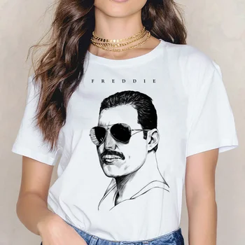 Freddie Mercury camiseta Ullzang camiseta de mujer femenina de hip hop de nueva camiseta de ulzzang la Reina de la Banda estética de verano Casual femme Gráfico