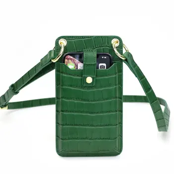 La moda de cocodrilo patrón de cuero Mini bolso de hombro de las mujeres del teléfono móvil de la bolsa para el Iphone 11 pro max de teléfono de la cartera de la cruz bolsa de cuerpo