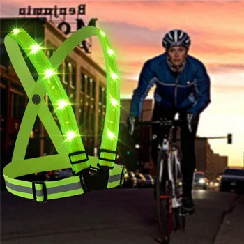 El Deporte al aire libre utilización de lámparas LED de Ciclismo Camping Linterna de Advertencia de Carga USB en el Pecho de la Lámpara Correas Chaleco Reflectante de Seguridad de la Ropa