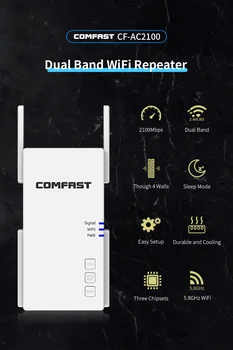 2100Mbps Potente Gigabit de Doble Banda de 2,4 y 5,8 GHz Wireless WiFi Repetidor amplificador de Señal de 4*3 dbi Antenas WiFi de Largo alcance Amplificador