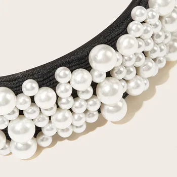 Moda Negro Bisel de Lujo Completa Diadema de Perlas para las Mujeres Elegantes de la Fiesta de la Boda Accesorios para el Cabello Diadema Banda para el Cabello
