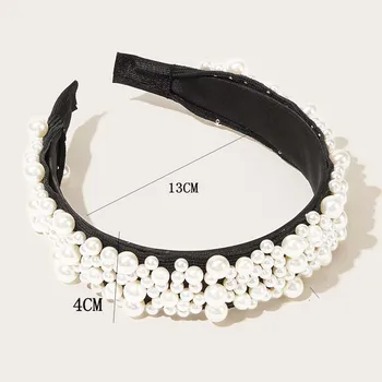 Moda Negro Bisel de Lujo Completa Diadema de Perlas para las Mujeres Elegantes de la Fiesta de la Boda Accesorios para el Cabello Diadema Banda para el Cabello