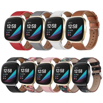 Durable Color de la PU de Cuero de la Pulsera de la Banda de Reloj de la Correa de Muñeca Para Fitbit Versa3/Sentido de Reemplazo de Reloj Inteligente Accesorios