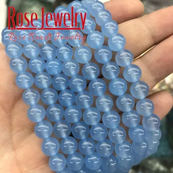 Mayorista de Calcedonia azul Jades cuentas de Piedra Natural de la Ronda Suelta Perlas 4 6 8 10 12 mm 15