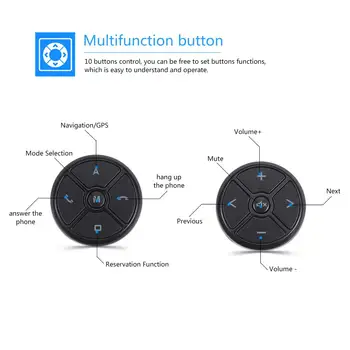 Universal Multi-función 10 Botón Multimedia del Coche Volante Botones de Control Botón DVD Con luz de fondo Azul