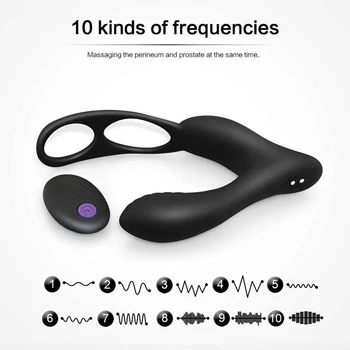 10 Modos de Control Remoto Impermeable Anal Vibradores de Próstata Masajeador de Silicona Culata Enchufe Con Aro de los Juguetes Sexuales para Hombres