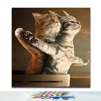 Diy para Colorear por números Lindo gato pinturas Digitales de dibujos animados animales Titanic amor Romántico imagen pinturas