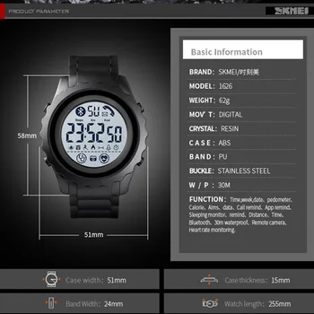 SKMEI Reloj Inteligente Para IOS, Android Dormir Monitor de Llamada Recordar el Smartwatch de Lujo en Calorías Deporte reloj de Pulsera de los Hombres Relojes
